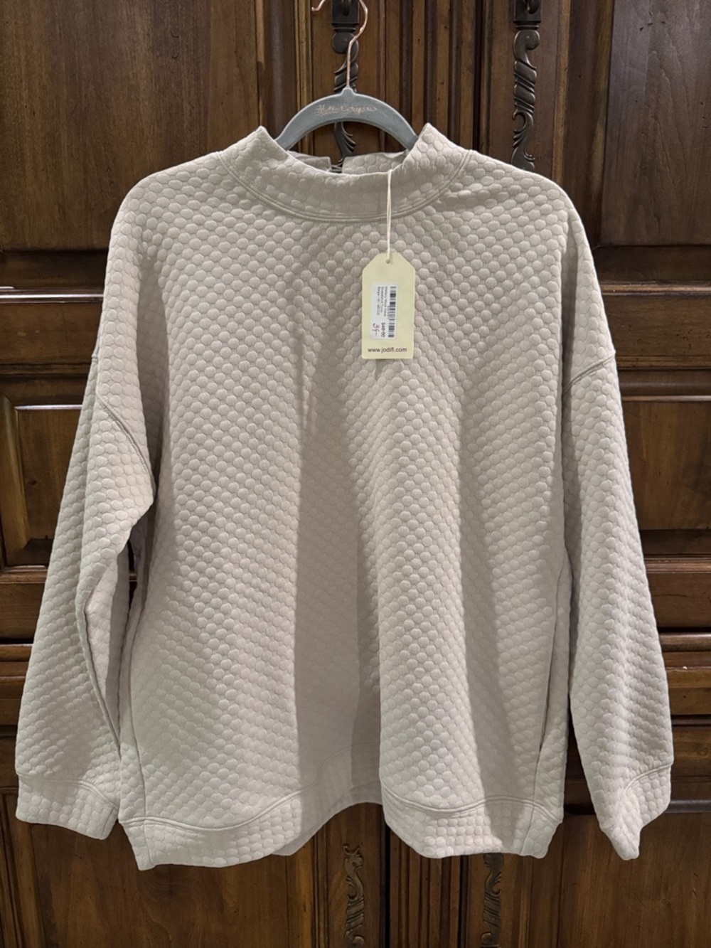 JODIFL Textured Quilted Crewneck in Light Beige - NWT - Medium